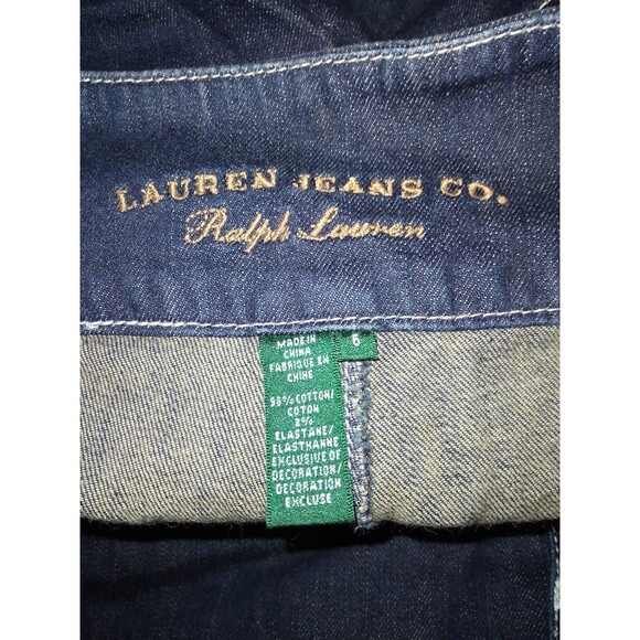 Lauren Jeans Co Women’s Size 6 Dark Wash Denim Shorts Side Buttons - Picture 4 of 5